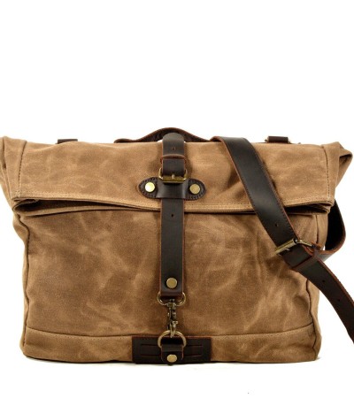 Vintage Men Motorcycle Backpack Waterproof Canvas Leather Retro Rear Seat Bag Motocross Saddlebags Biker Se Bag Brown